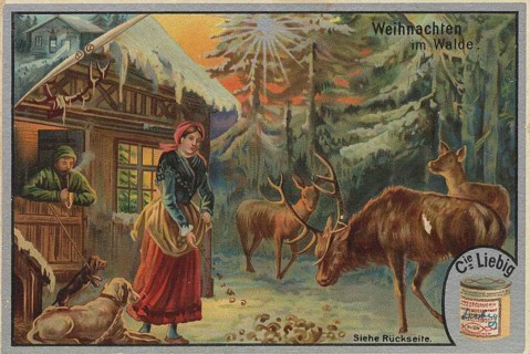 Picture series famous Christmas, in the forest, Liebig picture, digitally restored reproduction of