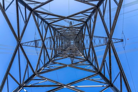 High-voltage pylons, lines at the Dortmund-Kruckel substation, start of an extra-high-voltage line
