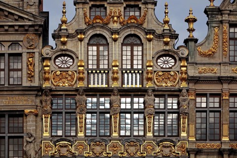 Baroque façade of the guild house Le Sac, guild of carpenters, joiners and coopers, Grand-Place,
