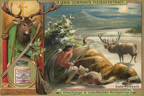 Picture series Hunting, stag hunt in the highlands of Scotland, Liebig picture, digitally restored