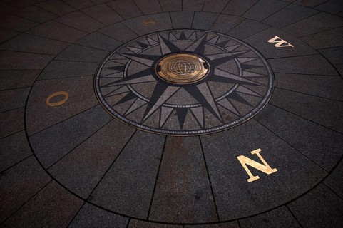Compass and plaque for various city partnerships, twinned cities of the state capital Stuttgart,