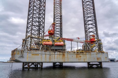 Maritime work platform Grannos, in the port of Maasvlakte, Rotterdam, Netherlands