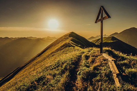 Hiking tour on the Hönig mountain in the Lechtal valley near Berwang in Tyrol, Austria, Europe