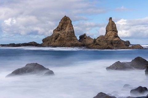 The north-west coast of La Gomera. The rock formation Baja de Los Roques, also known as Roques de