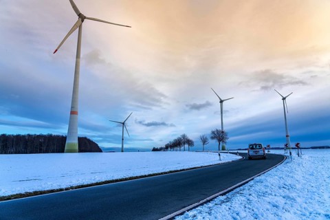 Wind farm, north of Lichtenau, self-proclaimed energy town, over 190 wind turbines and over 1200
