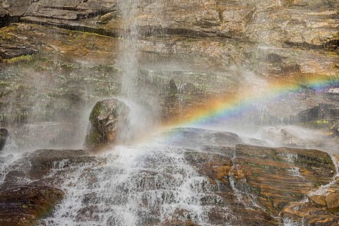 Rainbow. Melnikfall, a waterfall located at the Malta Hochalm road. Carithia, Austria, Europe