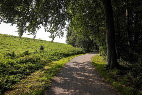 Bottrop, North Rhine-Westphalia, Germany - Emscher-Weg, cycle and footpath along the Emscher. The