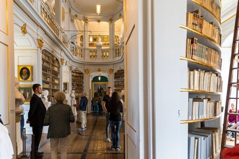 Central Rococo Hall of the Duchess Anna Amalia Library in Weimar, Thuringia, Germany, Europe