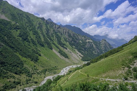 View of the Pra del Rasur high valley, hike to Lago del Vei del Bouc, Entracque, province of Cuneo,