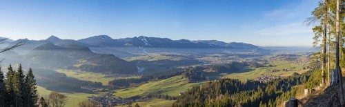 Panorama from the Wallrafweg near Oberstdorf into the Illertal, Allgaeu, Bavaria, Germany, Europe