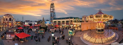 Prater Christmas market panorama sunset Vienna Austria