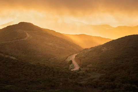 View from a path below the summit of Garajonay to other mountains of the Garajonay National Park