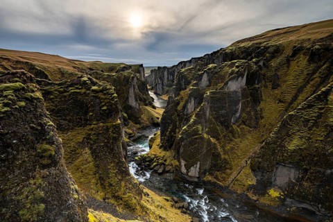 Fjaðrárgljúfur Canyon, Fjadrargljufur, deep canyon, near Kirkjubæjarklaustur, South Iceland,