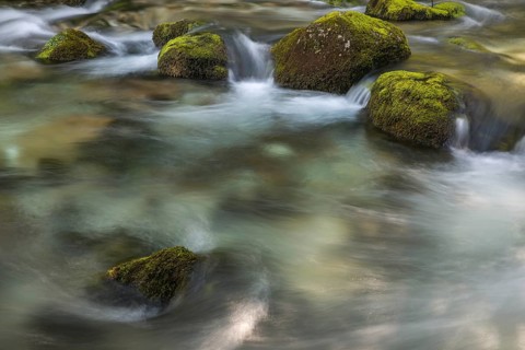 Flowing water of the Schwarzbach creek, Golling Waterfall, Golling an der Salzach