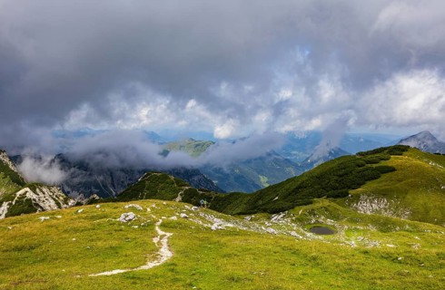 Hiking trail to the Gamsfeld, Russbach, Osterhorn group, Salzkammergut, Salzburg province, Austria,