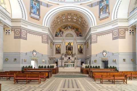 Interior of the Karl Borromäus Church at the Vienna Central Cemetery, Vienna, Austria, Europe