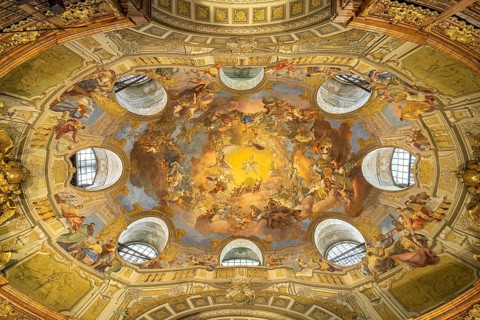 Ceiling frescoes in the State Hall of the Austrian National Library in Vienna, Austria, Europe