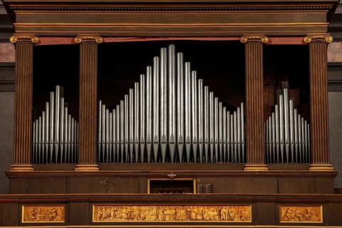 Organ, Catholic Church Collegiata di San Vittore, interior view, Cannobio, Lago Maggiore, Province