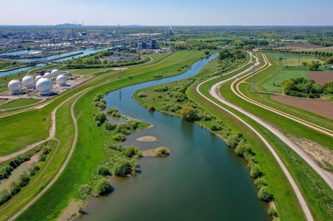 Haltern-Marl, North Rhine-Westphalia, Germany, Lippe, Flood protection in the
