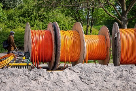 Duisburg, North Rhine-Westphalia, Germany, Internet broadband expansion, construction site for
