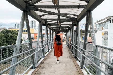 Pedestrian bridge over Via Brazil, Panama City, Panama, Central America