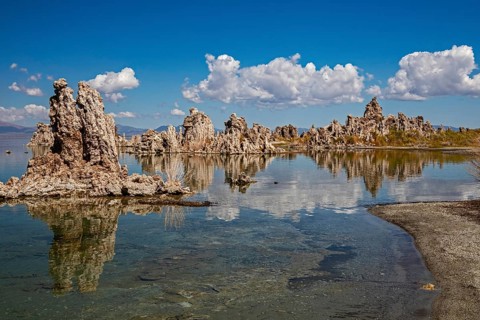 Lee Vining, California - Tufa towers in Mono Lake. The lake has no outlet, which makes it highly