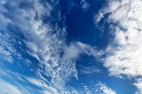 Cumulus clouds, cirrus clouds, cloudy sky, full-size, Wexford, Ireland, Europe