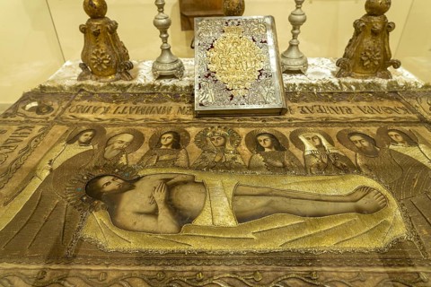 Icon in the museum of the Agia Triada monastery on the Akrotiri peninsula, Chania, Crete, Greece,