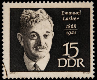 Emanuel Lasker (1868 – 1941), a German chess player, mathematician and philosopher. Portrait on a