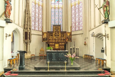 Interior of the Catholic parish church of St Peter and Paul in Straelen, North Rhine-Westphalia,