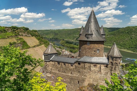 Stahleck Castle in Bacharach, World Heritage Upper Middle Rhine Valley, Rhineland-Palatinate,