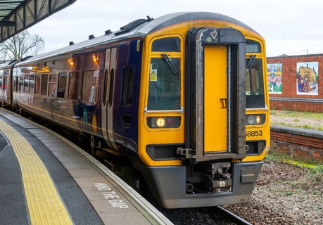 British rail Class 158 diesel multiple unit train operated by Northern, Lincoln railway station,