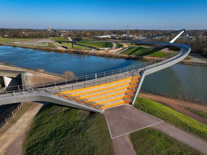 Castrop-Rauxel, North Rhine-Westphalia, Ruhr area, Germany - New construction of a bridge Sprung