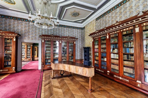 Library, tour of the living quarters in the west wing, former abbey and Corvey Castle, The
