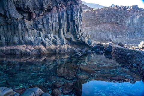The natural volcanic pool Charco de la Laja, El Hierro, Canary Islands, Spain, Europe