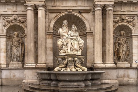 The Albrechtsbrunnen fountain in Vienna, Austria, Europe