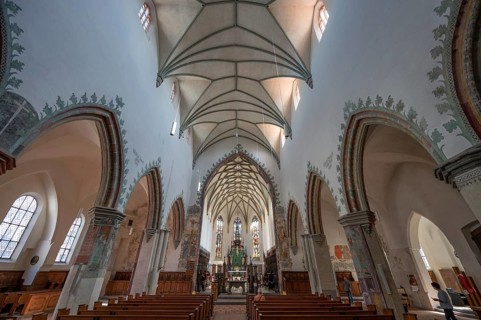 Interior of the late Gothic church of St Martin, Memmingen, Bavaria, Germany, Europe