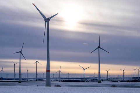 Wind farm, north of Lichtenau, self-proclaimed energy town, over 190 wind turbines and over 1200