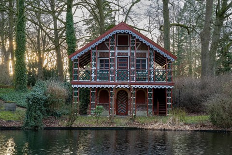 Swiss House in the park of Ritzebüttel Castle, Brick Gothic, Monument, Cuxhaven, Lower Saxony,