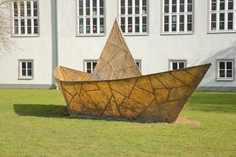 Sculpture Das Traumschiff Tante Olga by Anatol Herzfeld 1977, documenta 6, transparent paper ship,