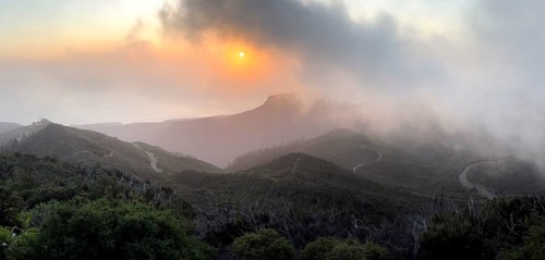 Sunset, view from the mountain Alto de Garajonay, Garajonay National Park, La Gomera, Canary
