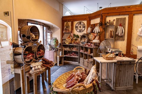 Meat and sausage shop in Kaysersberg, Alsace, France, Europe
