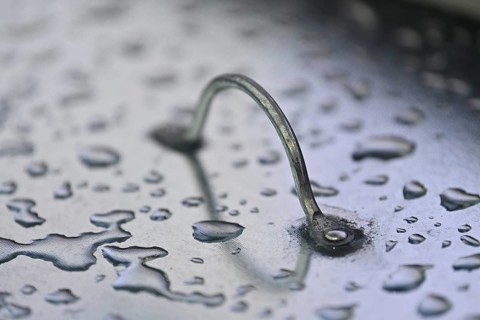 Close-up, close-up, metal lid, handle, water, water droplet, Heidenheim, Baden-Württemberg,