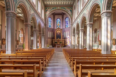 Interior of the Church of St Peter and Paul in Lahr/Black Forest, Baden-Württemberg, Germany,