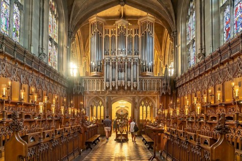 Interior of the chapel of Magdalen College in Oxford, Oxfordshire, England, Great Britain
