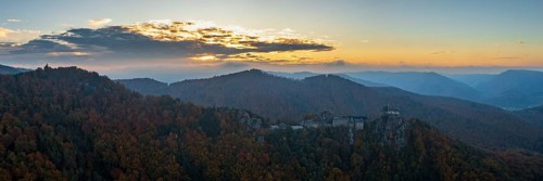 Aggstein castle ruins at sunrise, Schönbühel-Aggstein, Wachau, Lower Austria, Austria, Europe