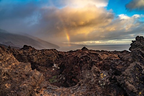 Rainbow on the Punta de la Orchilla peninsula, El Hierro, Neric Islands, Spain, Europe