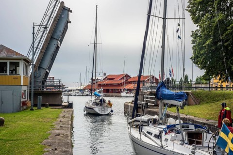 Bridge opening in Göta Canal. Göta Canal was built between 1810 and 1832 and runs right through
