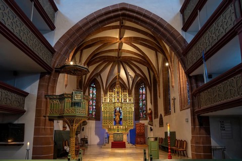 Altar in the church of St Michaelis, Fürth, Middle Franconia, Franconia, Bavaria, Germany, Europe