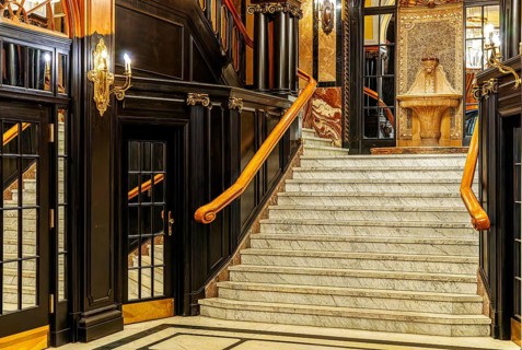 Historic interior design, staircase and corridor in the Hindenburghaus, Großer Burstah 31, Hamburg,